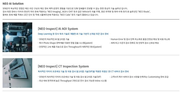에스에프에이가 내년 실적이 개선될 것이라는 전망이 나오며 주가 반등 가능성에 시장의 관심이 모이고 있다. 사진은 에스에프에이의 스마트 팩토리 사업 분야에 대한 설명. [사진출처=에스에프에이]