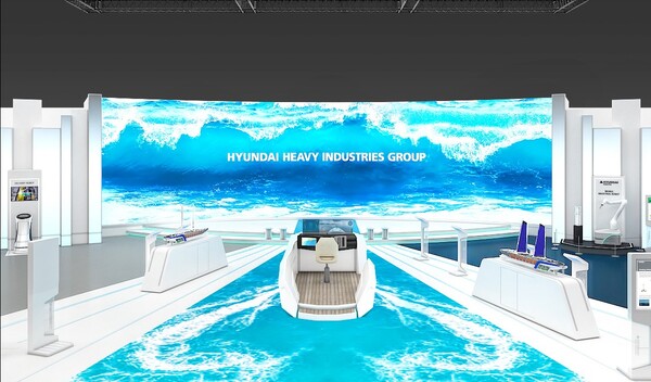 현대중공업그룹은 내년 1월5일부터 8일까지 미국 라스베이거스에서 열리는 세계 최대 전자제품 전시회 ‘CES 2022’에 참가한다고 20일 밝혔다. CES에 현대중공업그룹이 전시관을 운영하는 건 이번이 처음이다. 사진은현대중공업그룹 전시관 조감도. [사진제공=현대중공업그룹]