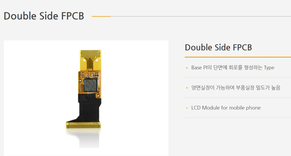 비에이치의 더블 사이드 FPCB에 대한 설명. [사진출처=비에이치]