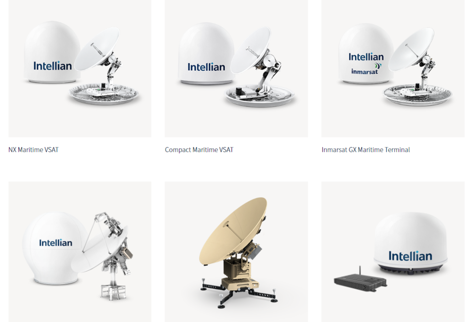 인텔리안테크는 2004년 2월 설립됐으며 2016년 10월 코스닥시장에 상장했다.  위성방송 수신안테나 제품(TVRO), 지상용 송수신안테나(Flyaway), 저궤도 위성통신용 안테나, 게이트웨이(Gateway) 등의 제품군을 보유 중이다. 사진은 인텔리안테크의 제품인 위성통신 안테나들. [사진출처=인텔리안테크]