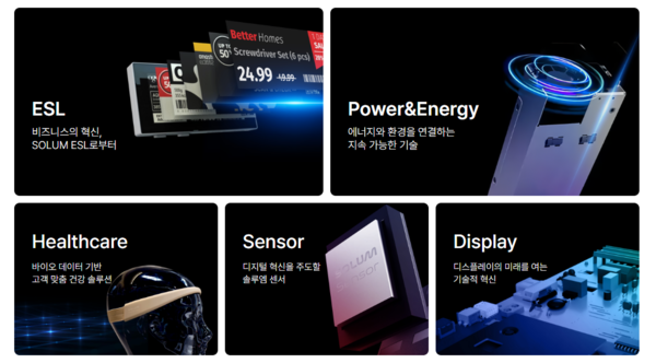 2015년 설립된 솔루엠은 전자기기 부품의 연구개발 및 제조업체다. 사업 부문은 파워모듈, 3in1보드 등을 생산·판매하는 전자부품 사업 부문과 ESL, 사물인터넷(IoT) 등을 생산·판매하는 정보통신기술(ICT) 사업 부문으로 구성되어 있다. [사진출처=솔루엠]