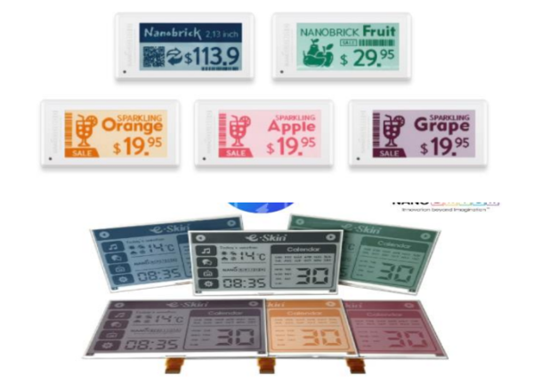 이스킨(E-Skin)이 ESL 모듈에 적용된 모습. [자료제공=나노브릭, 리서치알음]