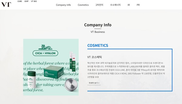 브이티는 라미네이팅 , 화장품, 바이오 사업, 광고 대행업 및 해외 유통사업, 국내외 음반 기획, 생산, 홍보, 공연, 매니지먼트 등의 사업, 전기차/2차전지 사업, 수소에너지 사업, 주택공급 사업 등을 영위하고 있다. [사진출처=브이티]