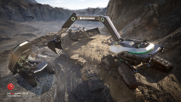 HD현대는 건설기계 부문 중간지주사인 HD현대사이트솔루션의 미래형 건설기계 콘셉트 ‘FUTURE-X’(사진)가 ‘2024 레드닷 디자인 어워드’에서 디자인 콘셉트 부문 ‘최우수상(Best of the Best Award)’에 선정됐다고 6일 밝혔다. [사진제공=HD현대]